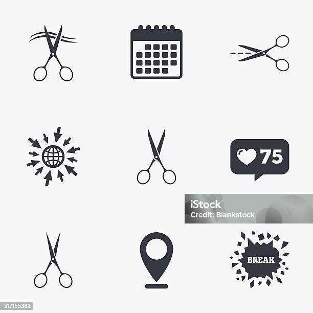 Scissors Icons Hairdresser Or Barbershop Symbol Stock Illustration - Download Image Now - Badge, Barber, Barber Shop