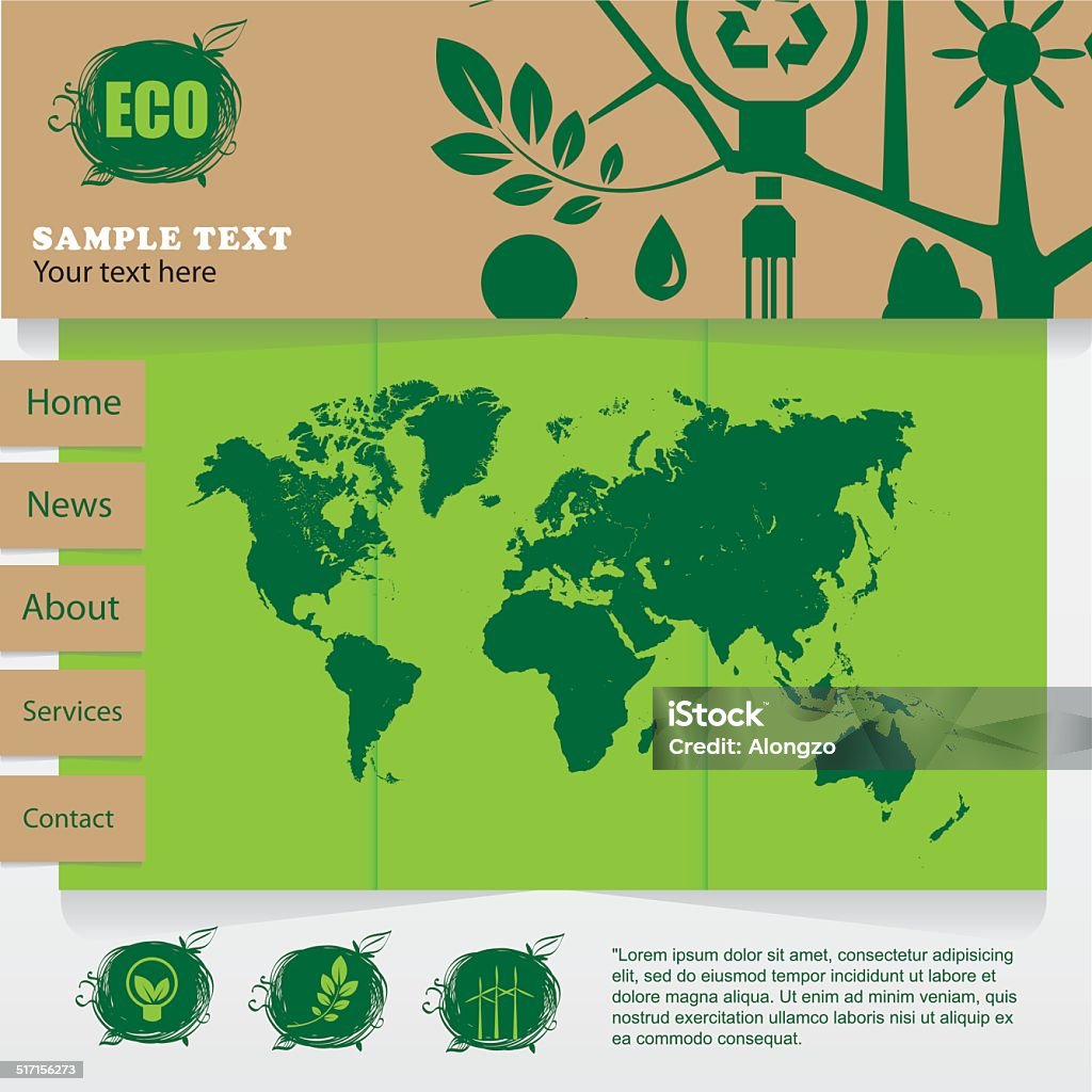 Green eco website layout template Abstract stock vector