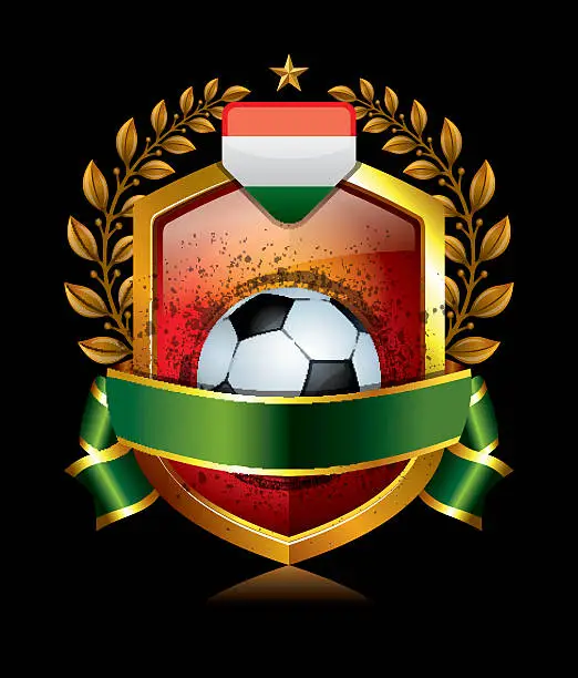 Vector illustration of Hungary Soccer Icon with Laurel Wreath