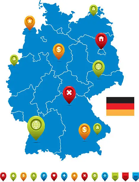 Vector illustration of Germany Map with Flag