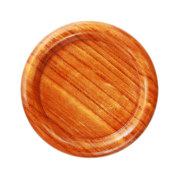 istock Circle wooden coaster isolated on white 517163664
