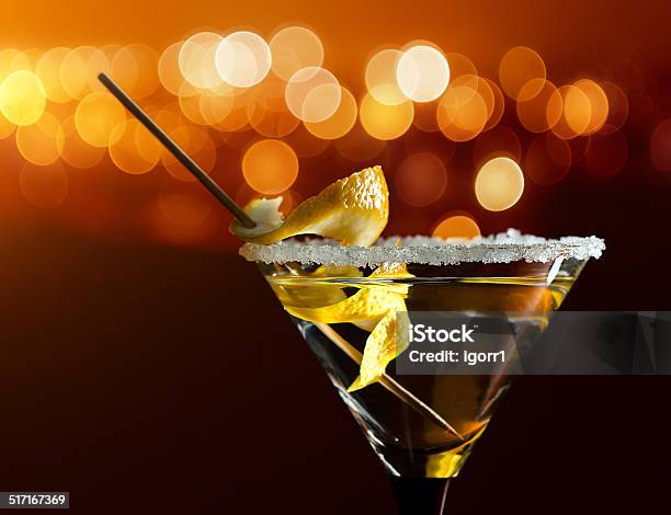 Cocktail With Lemon Stock Photo - Download Image Now - Alcohol - Drink, Backgrounds, Bar - Drink Establishment