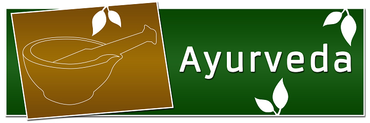 A banner image with Ayurvedic mortar and ayurveda text.