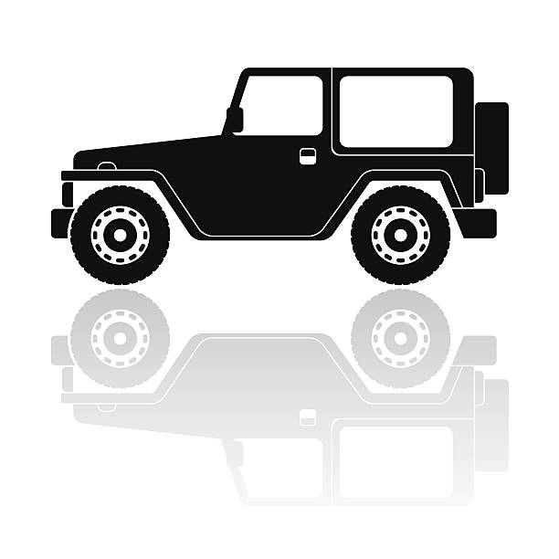 Off road vehicle silhouette vector icon Silhouette illustration of off-road vehicle off road vehicle stock illustrations