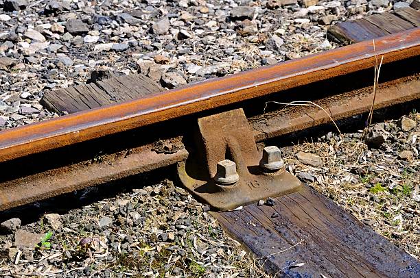 istock Metail rail on wooden sleeper. 517172833