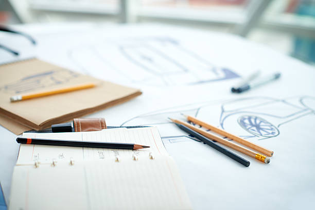 istock Desk of car designer 517183488
