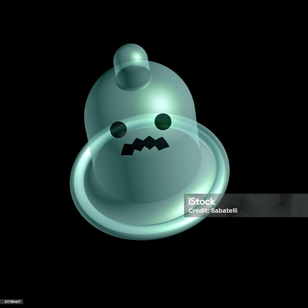 Ghost angry condom like ectoplasm on black background AIDS Stock Photo