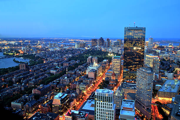 istock Aerial view of Boston at dusk 517186549