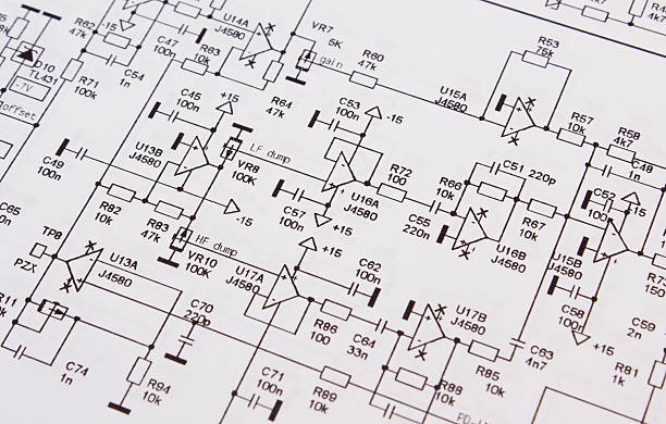 istock Diagram of electronics printed circuit board 517187342