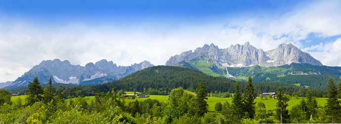 Panoramic view from Wilder kaiser mountain it Tirol, Austria