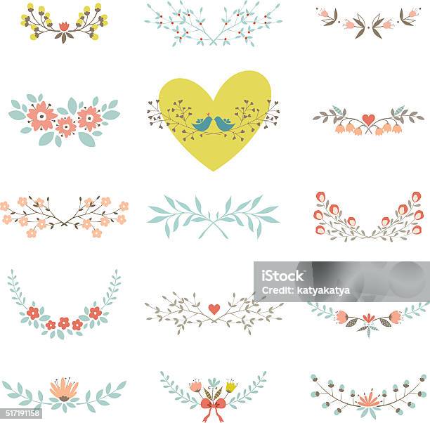 Floral Design Elements Stock Illustration - Download Image Now - Dividing, Flower, Floral Pattern