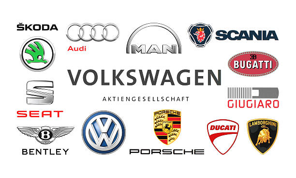 Collection of popular car logos stock photo