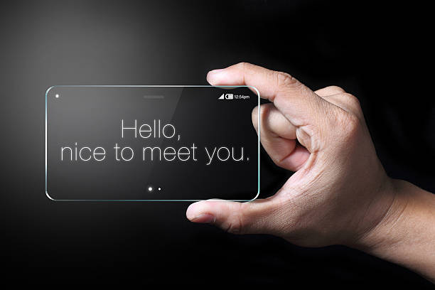 Hello wordings on transparent smartphone