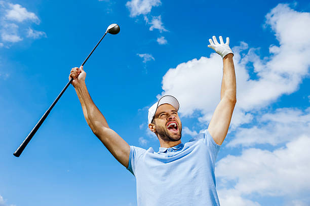i won! - beautiful golf course relaxation happiness 뉴스 사진 이미지