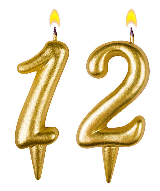 istock Birthday candles number twelve isolated on white background 517197115