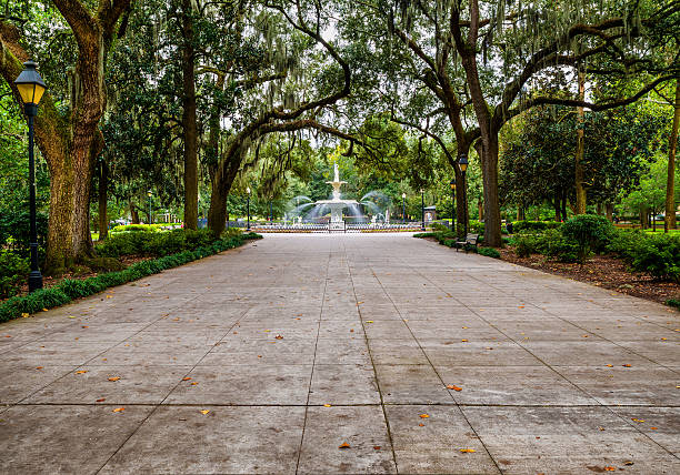 Forsyth Park in Savannah, GA stock photo