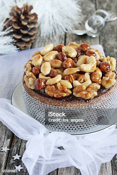 Christmas Cake With Caramelized Nutschocolate And Spices Stock Photo - Download Image Now