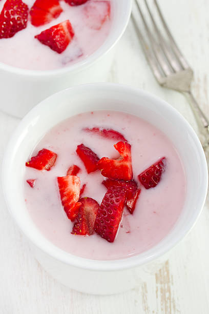 istock strawberry yogurt in the bowl and fork 517201283