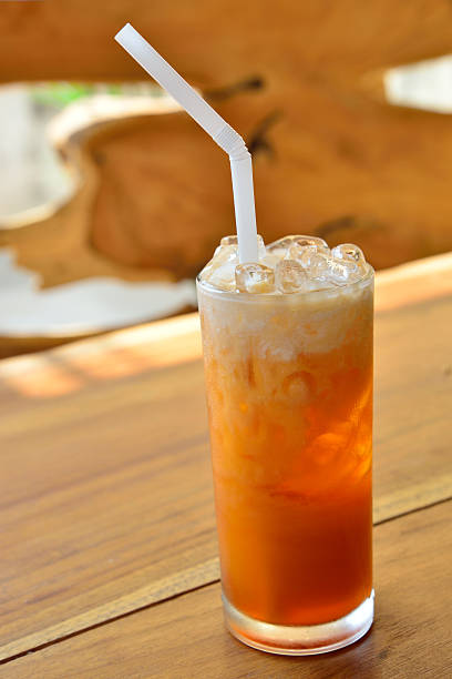 istock Iced tea milk drinking water in glass . 517214681