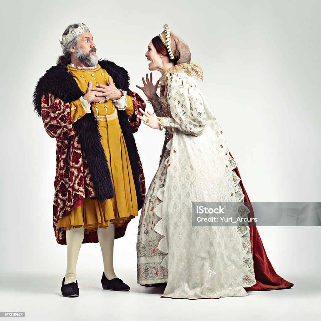 Were you always this shrill m'lady? Studio shot of a king and queen arguing Royal Person Stock Photo