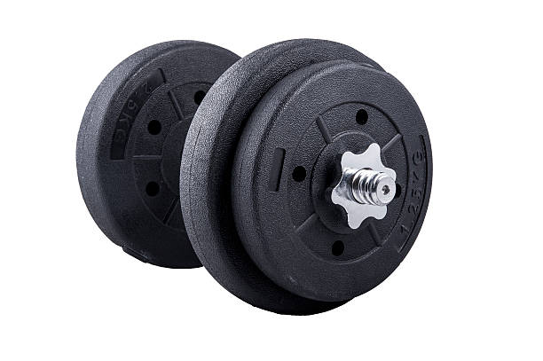 istock Fitness exercise equipment ,dumbbell weights on white background 517222296