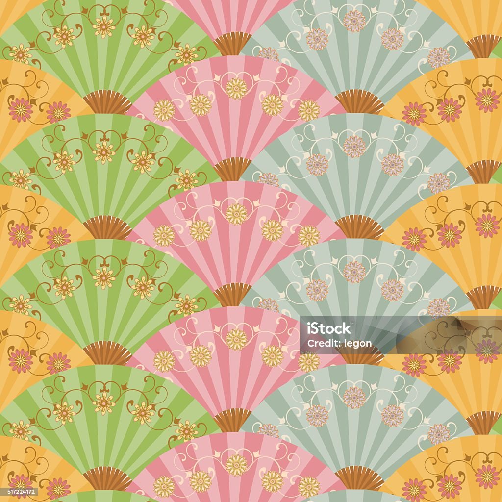 Fan Pattern Abstract Seamless Pattern With Fans Stock Illustration - Download Image Now ...