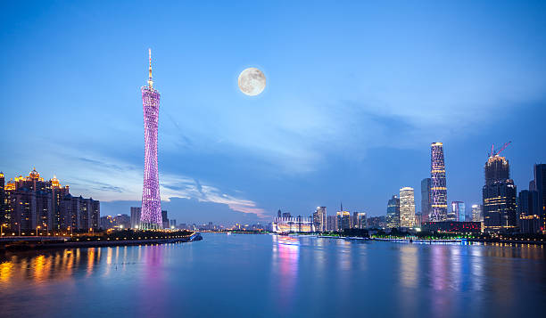 istock Guangzhou CBD in Moon Night 517226012
