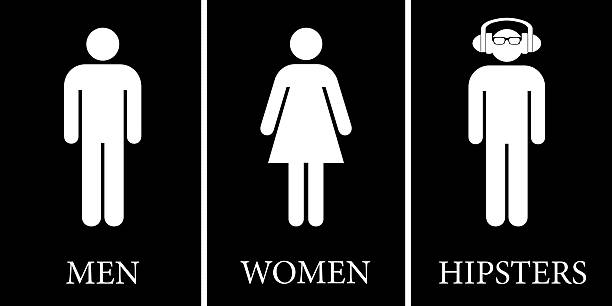 Toilet Sign Men Women Hipsters Stock Photo - Download Image Now -  Illustration, Women, Adult - iStock