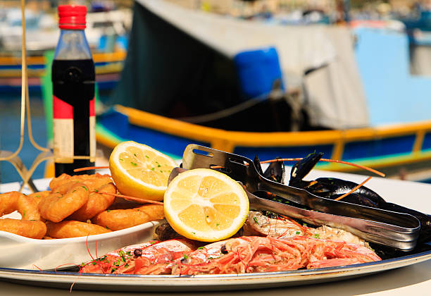 istock Seafood platter served in mediterranean restaurant 517232224