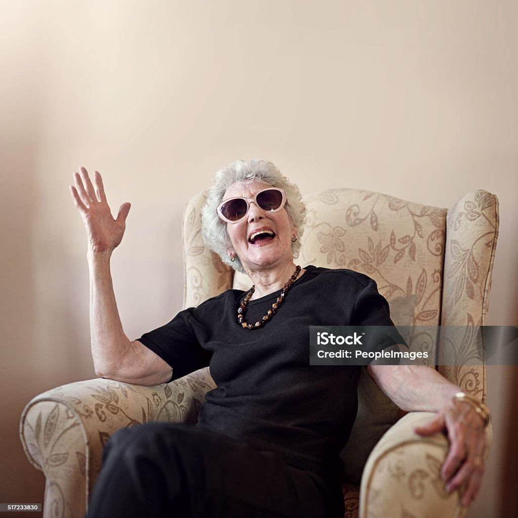 What's up man! Shot of a cool senior woman at home Senior Adult Stock Photo