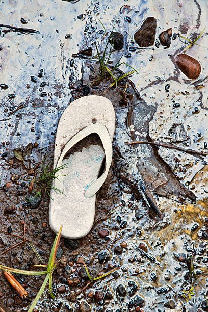 istock Abandoned Sandal on A Toxic Beach 517234909