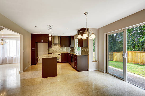 istock Modern kitchen room with matte brown cabinets 517235237
