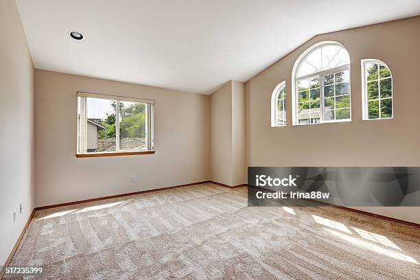 Empty Master Bedroom With Window And High Vaulted Ceiling Stock Photo - Download Image Now