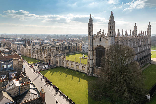 Cambridge University Top View Cambridge University (King's College Chapel) Top View cambridge england stock pictures, royalty-free photos & images