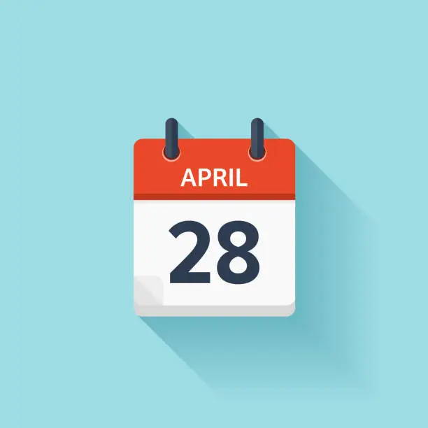 Vector illustration of April 28. Vector flat daily calendar icon. Date and time