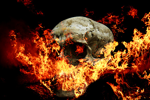 Fire skull scary for Halloween.