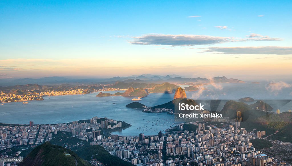 Rio de Janeiro, Sugarloaf Mountain Rio de Janeiro, view from Corcovado to Sugarloaf Mountain Nightlife Stock Photo