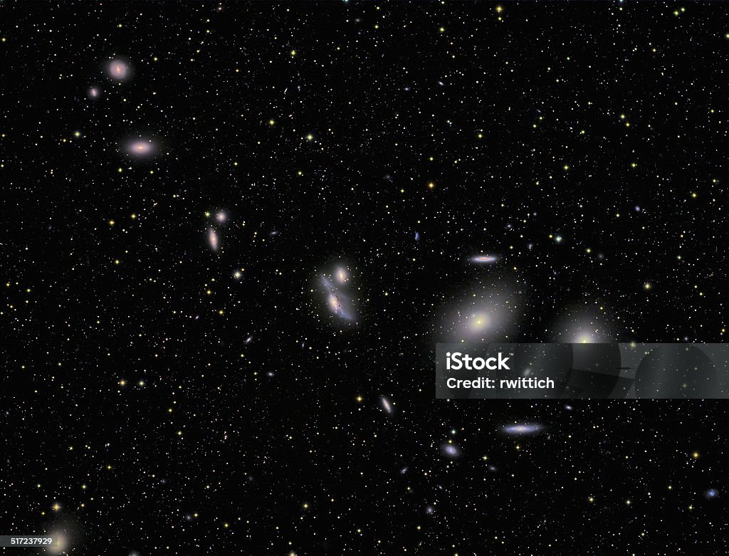 M86 Markarians chain galaxies imaged with a telecope and a scientific CCD camera Astronomy Stock Photo