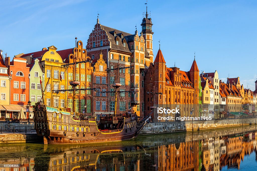 The Gdansk Old Town The riverside with the characteristic promenade of Gdansk, Poland. Gdansk Stock Photo