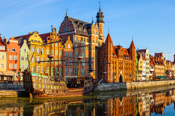 The Gdansk Old Town The riverside with the characteristic promenade of Gdansk, Poland. gdansk city stock pictures, royalty-free photos & images