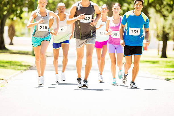 istock Multiethnic Competitors Running Marathon At Park 517238961