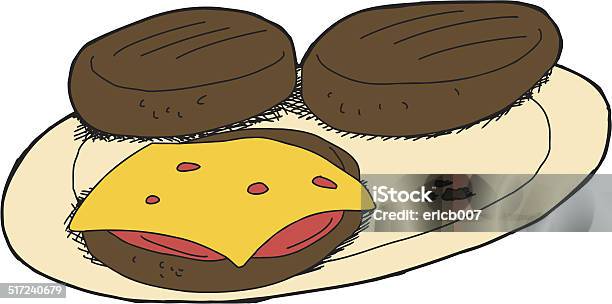 Isolated Burgers On Plate Stock Illustration - Download Image Now - Barbecue - Meal, Beef, Burger