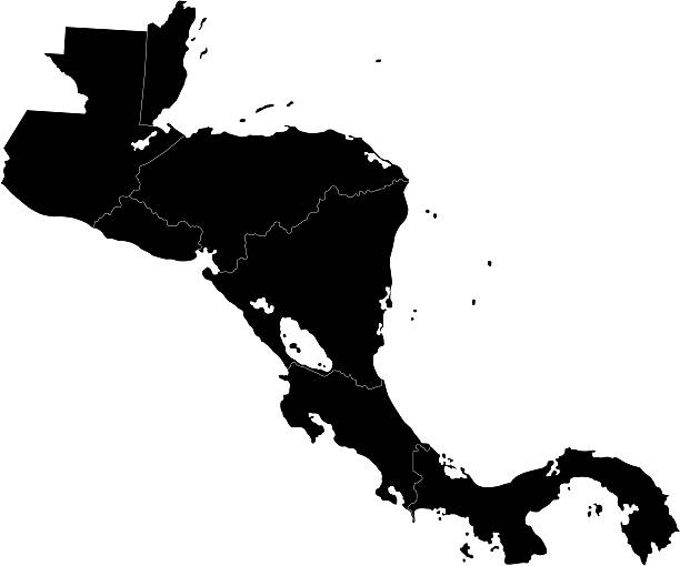 Black Central America map Black Central America map with country borders central america stock illustrations