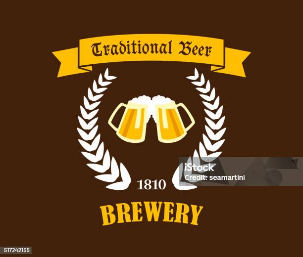 Traditional Beer Emblem Or Label Stock Illustration - Download Image Now - Brewery, Coat Of Arms, Alcohol - Drink