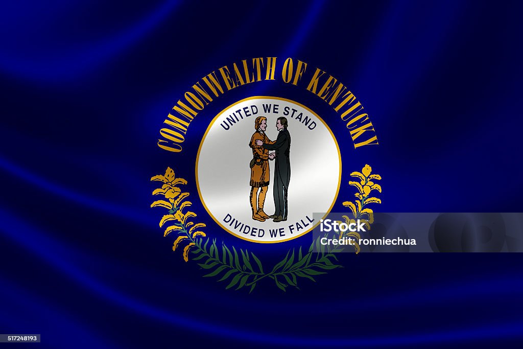 Kentucky State Flag 3D rendering of the flag of Kentucky on satin texture. Kentucky State Flag Stock Photo