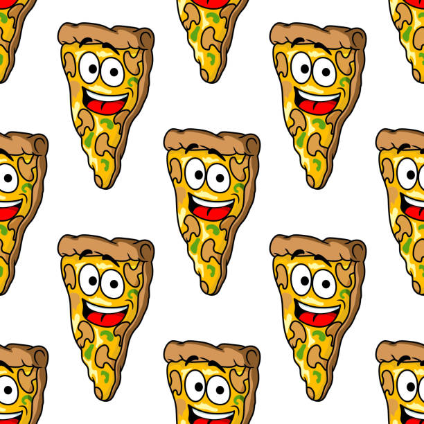 ilustrações, clipart, desenhos animados e ícones de sem costura padrão de cogumelo fatias de pizza - cheese backgrounds pattern portion