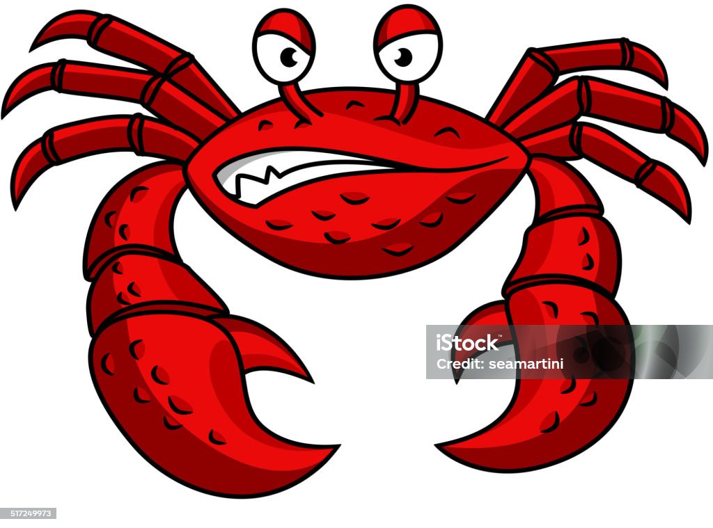 Cartoon red crab character Cartoon red crab character with angry emotions  isolated on white Animal stock vector