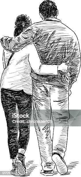 Loving Couple Stock Illustration - Download Image Now - Couple - Relationship, Embracing, Walking