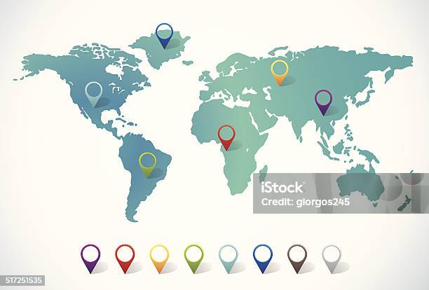 World Map With Infographic Elements Stock Illustration - Download Image Now - World Map, Globe - Navigational Equipment, Map