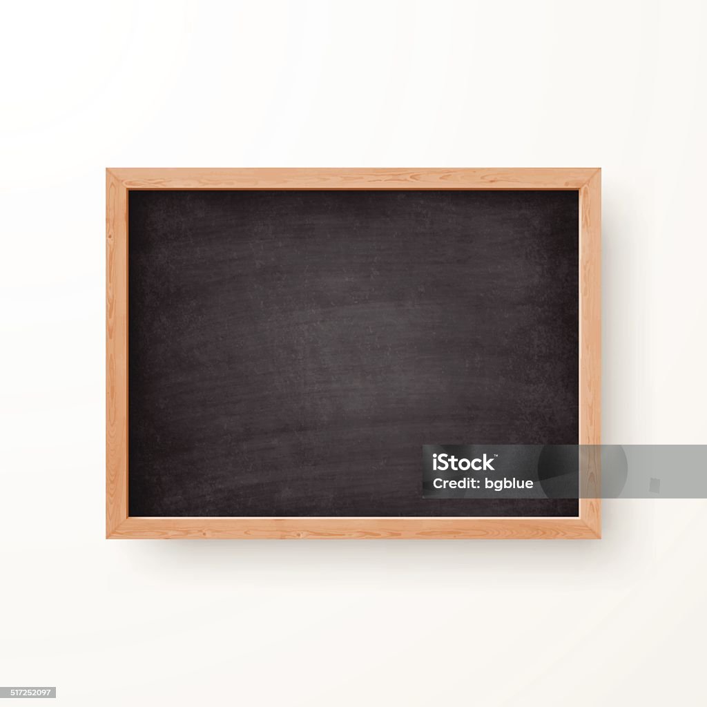 Blank Chalkboard with Wooden Frame on white Background Realistic Blank chalkboard with wooden frame isolated on white background. Chalkboard - Visual Aid stock vector